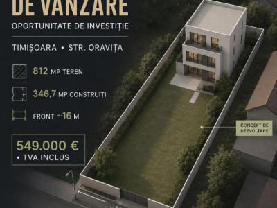 Teren 812 mp + spațiu comercial 347 mp | Potențial rezidențial | Timișoara